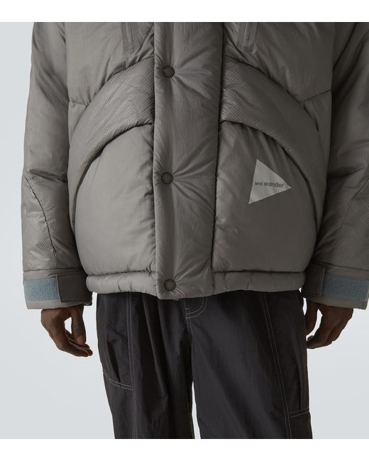 And Wander Gray Logo Puffer Jacket for men