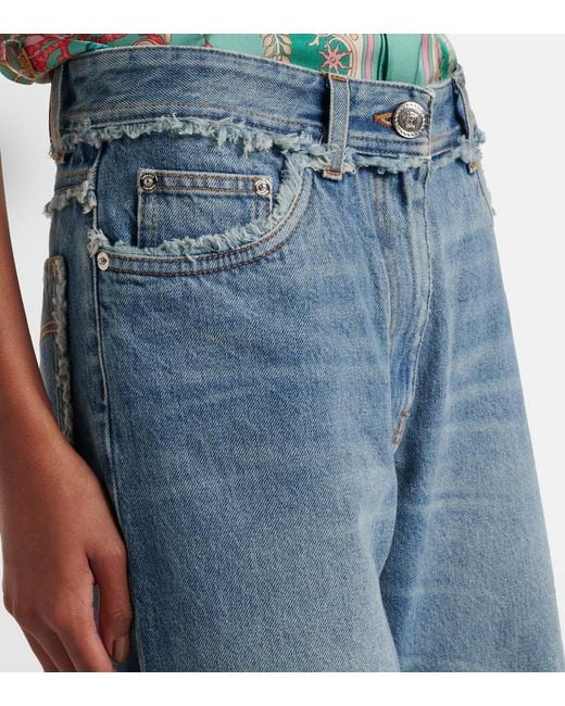 Versace Blue Mid-Rise Wide-Leg Jeans