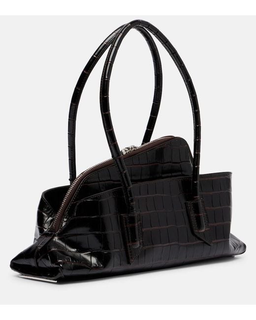 The Attico Black La Passeggiata Small Leather Tote Bag