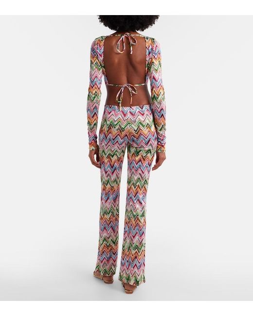 Missoni White Zigzag High-Rise Flared Pants