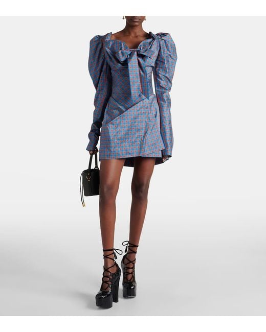 Vivienne Westwood Blue Iwona Checked Taffeta Mini Dress