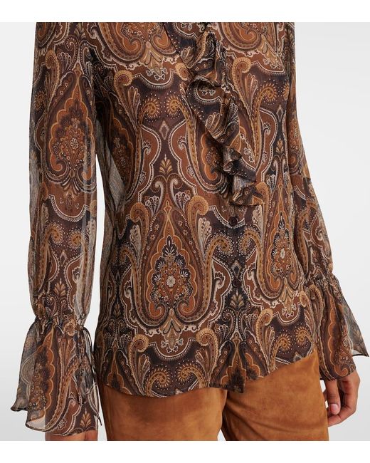 Nili Lotan Brown Cecily Paisley Silk Chiffon Blouse