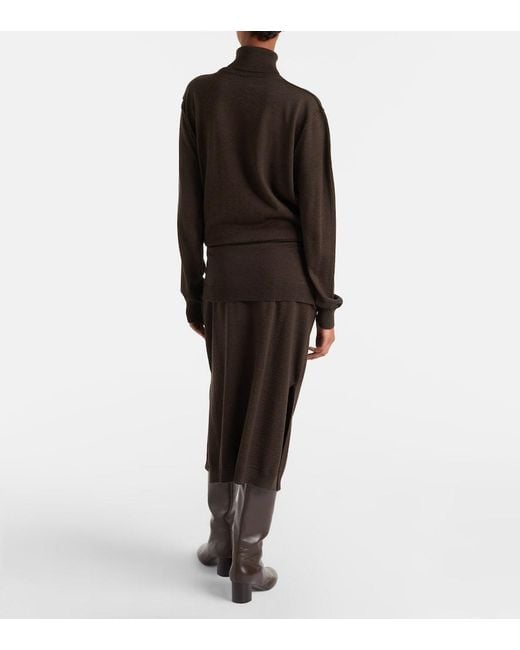 Lemaire Black Turtleneck Wool-Blend Midi Dress