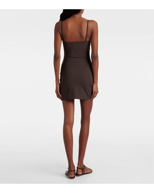 Christopher Esber Brown Cutout Embellished Ring-Detail Minidress