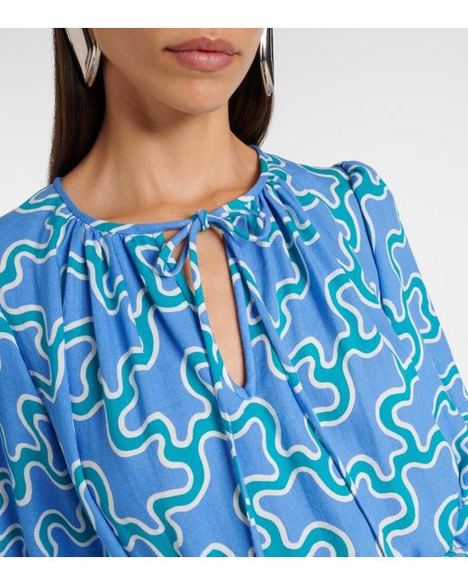 Diane von Furstenberg Blue Drogo Printed Maxi Dress