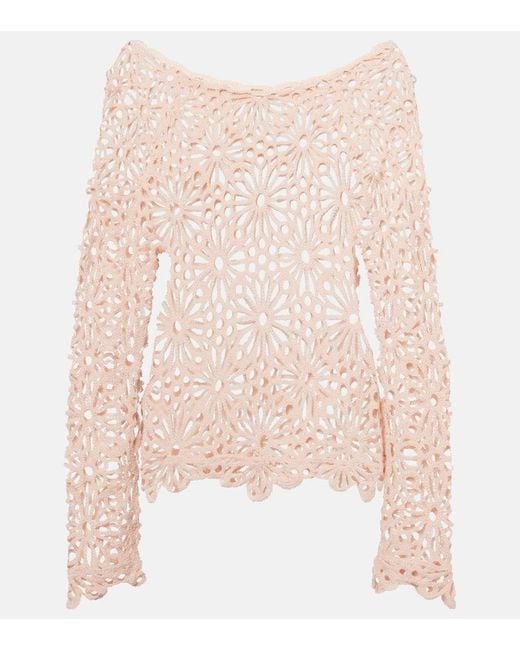 Norma Kamali Natural Top Raglan Aus Haekelstrick