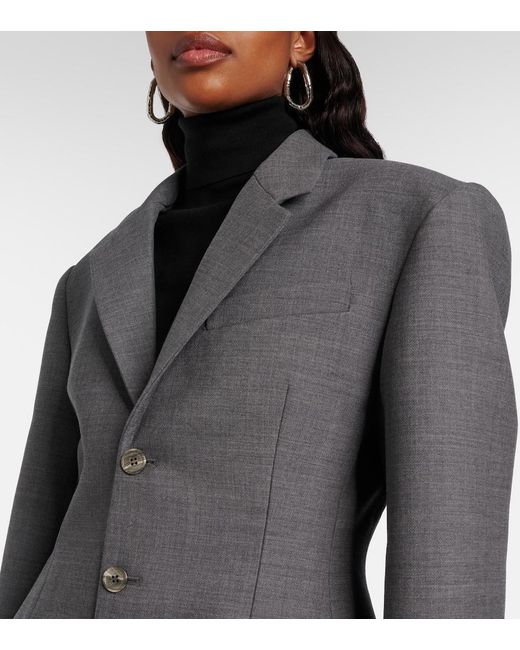 Wardrobe NYC Black Peplum Virgin Wool Blazer