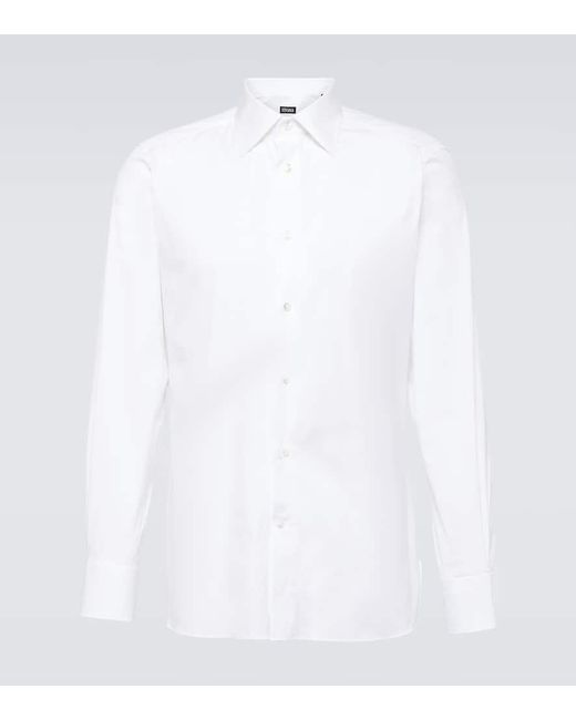 Zegna White Cotton Oxford Shirt for men