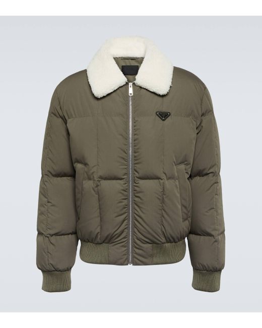 Prada puffer coat with fur collar online