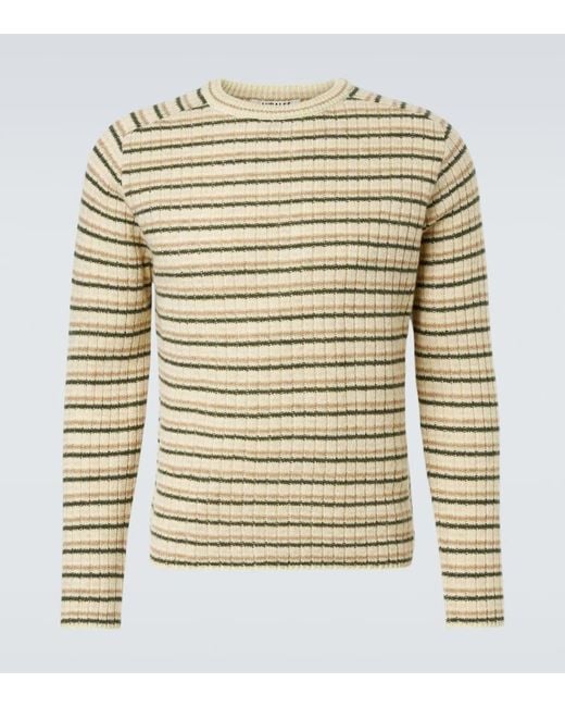 Auralee Natural Striped Wool And Cashmere Sweater for men