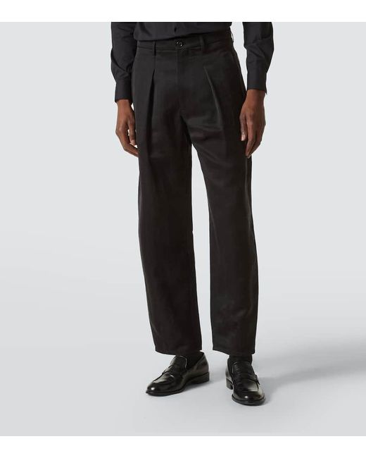Giorgio Armani Weite Mid-Rise-Hose in Black für Herren
