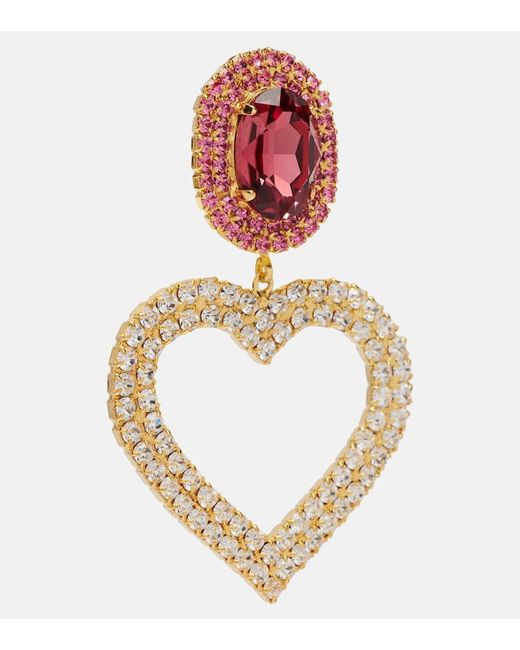 Magda Butrym Pink Crystal-Embellished Clip-On Earrings