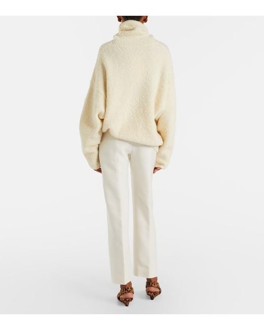 Totême White Wool And Silk Slim Pants