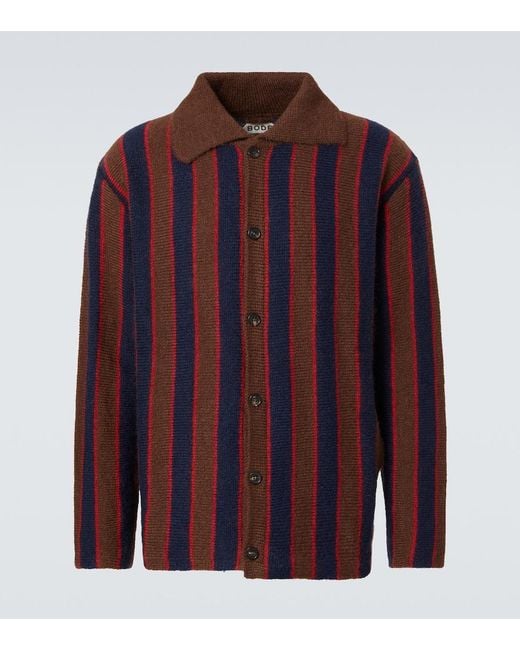 Bode Red Striped Mohair-Blend Cardigan for men