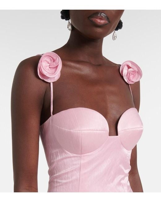Magda Butrym Pink Floral-Applique Cotton-Blend Bustier Dress