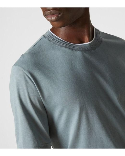 Canali Blue Cotton-Blend Jersey T-Shirt for men