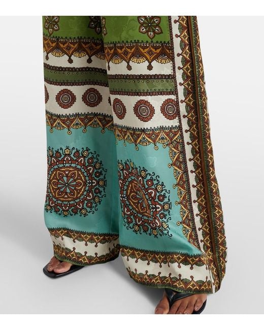 ALÉMAIS Green Contina Jacquard Palazzo Pants