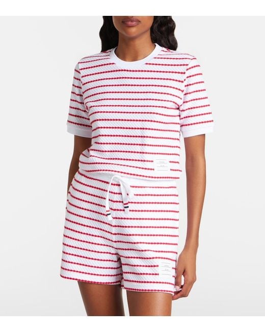 Thom Browne Red Striped Cotton Top