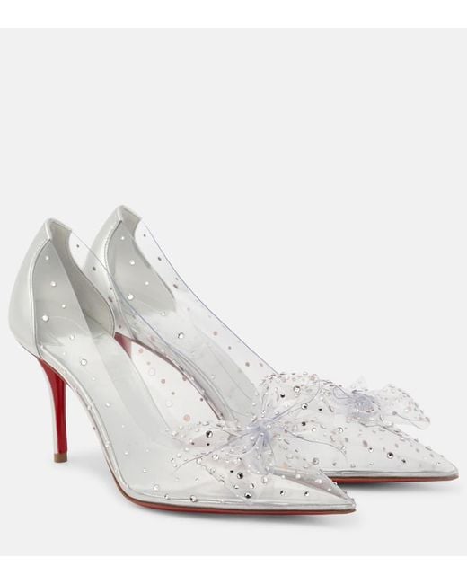 Christian Louboutin White Pumps Jelly Strass 80 Mit Kristallen