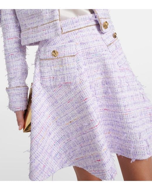 Nina Ricci White High-Rise Cotton-Blend Tweed Miniskirt