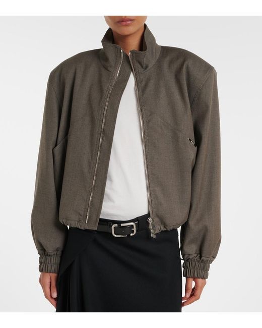 The Attico Green Virgin Wool-Blend Bomber Jacket