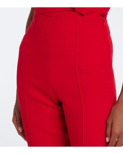 Roland Mouret Red Cropped Wool And Silk Slim Pants