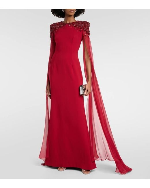 Jenny Packham Red Jenna Crystal-embellished Gown