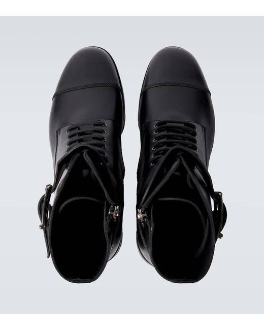Manolo Blahnik Black Buloko Leather Combat Boots for men
