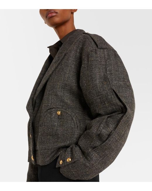 Blazé Milano Black Gloriana Charlotte Wool And Linen-Blend Tweed Jacket