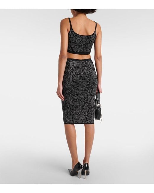 Versace Black La Greca Medusa '95 Knit Crop Top