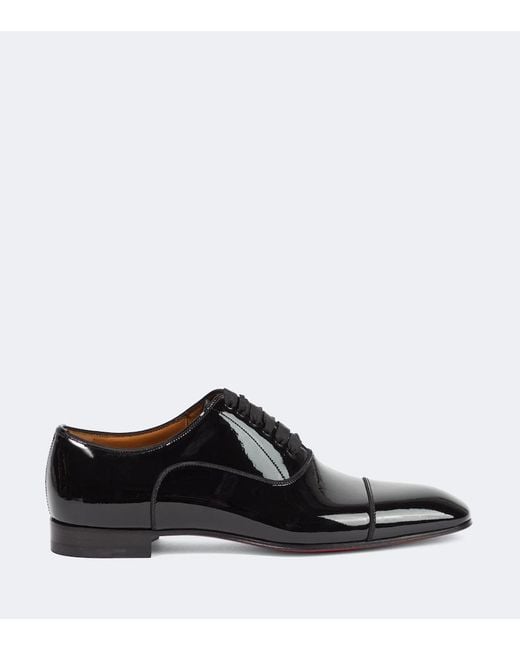 Christian Louboutin Black Greggo Patent Leather Oxford Shoes for men