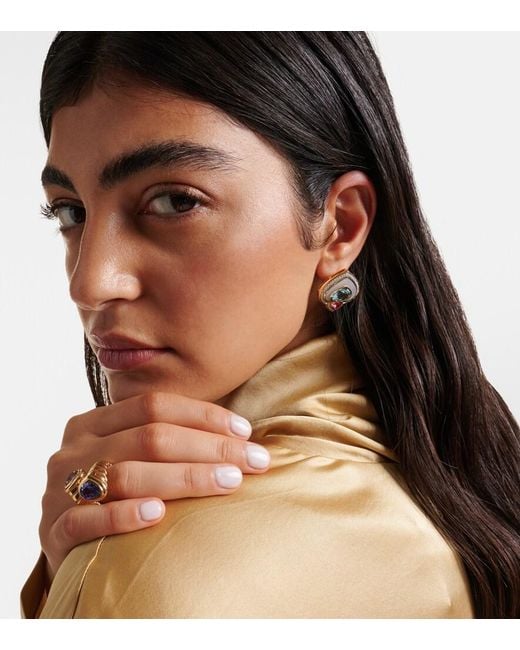 Marina B White Popillia 18Kt Clip-On Earrings With Gemstones
