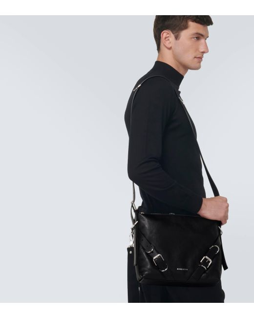 Givenchy Black Voyou Medium Leather Crossbody Bag for men