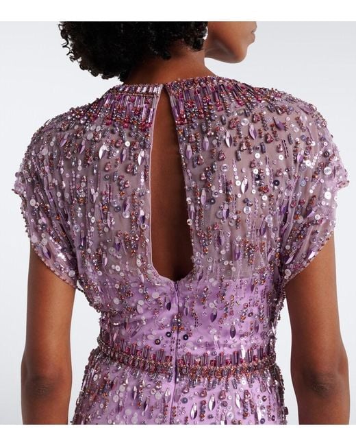 Jenny Packham Purple Lauretta Sequined Tulle Gown