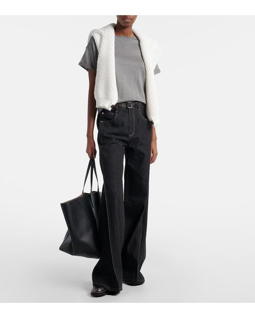 Brunello Cucinelli Gray Cashmere And Silk-Blend T-Shirt