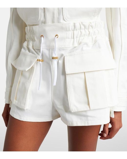 Balmain White Denim Cargo Shorts
