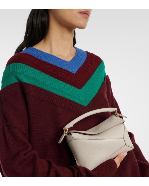 Loewe White Puzzle Edge Mini Leather Top-Handle Bag