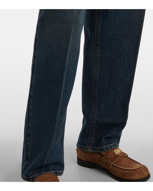 Jeans Boyfriend A Vita Alta di Miu Miu in Blue