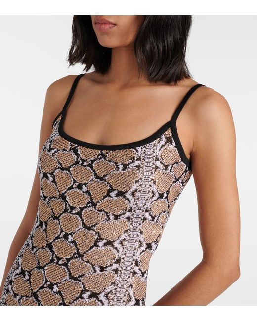 Balmain Brown Bedrucktes Maxikleid