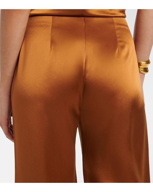 Galvan Brown Sister Moon Satin Wide-Leg Pants