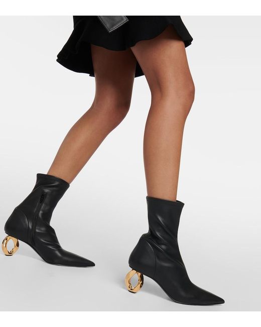 J.W. Anderson Black Chain Leather Ankle Boots