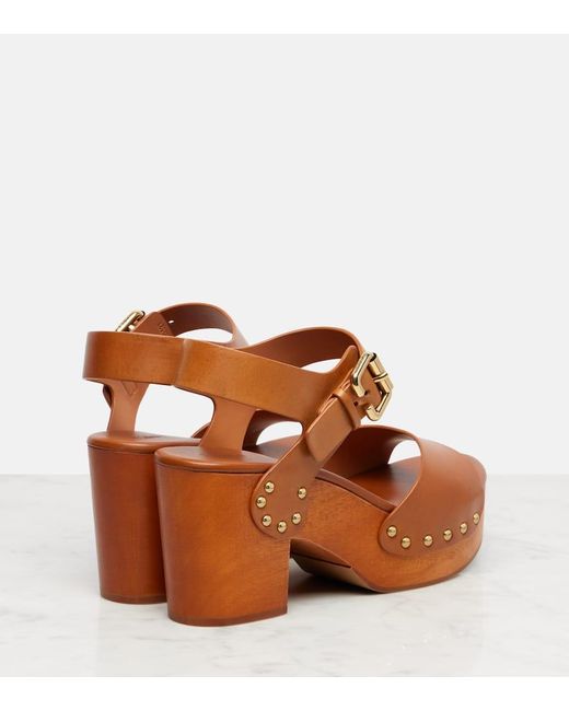 Chloé Brown Jeanette Plateausandalen Aus Leder