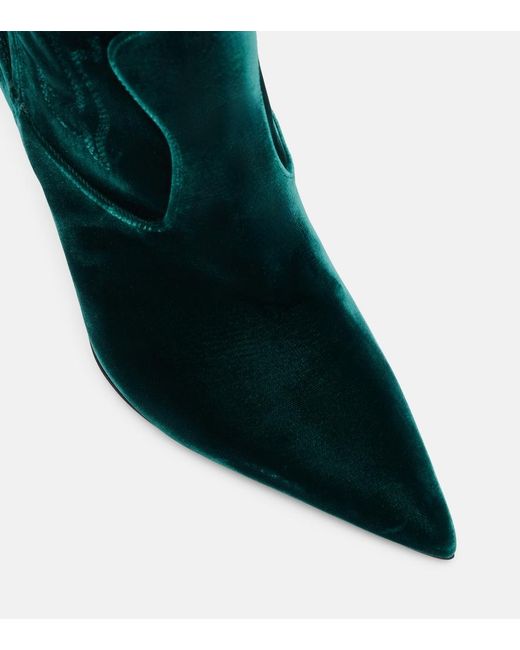 Paris Texas Green Lidia 105 Velvet Mid-Calf Boots