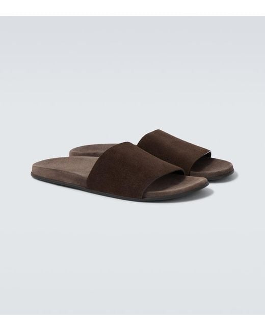 The Row Pantoletten Hugh Aus Veloursleder in Brown für Herren