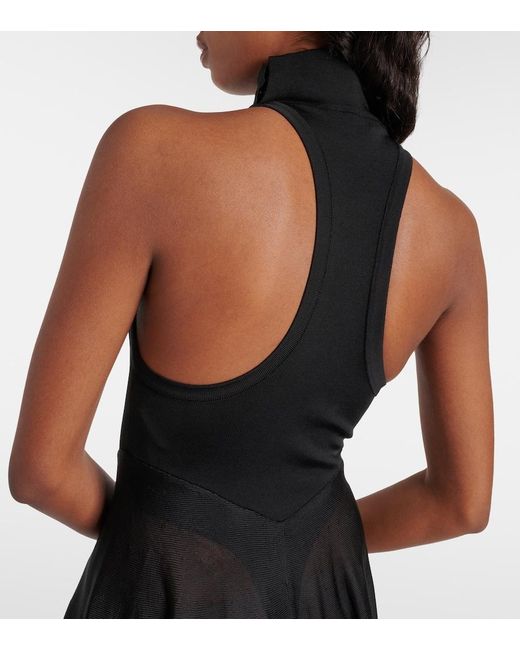 Alaïa Black Jersey And Mesh Minidress