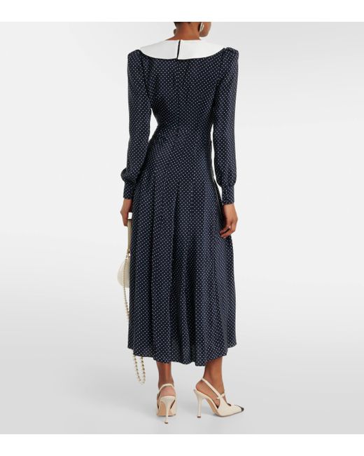 Alessandra Rich Blue Bow-detail Silk Midi Dress