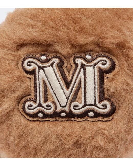 Max Mara White Camel Hair And Silk Ear Muffs