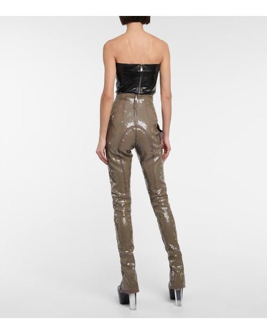 Rick Owens Natural Dirt Waist Sequin Embellished leggings