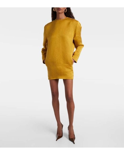 Saint Laurent Yellow Silk Mini Dress