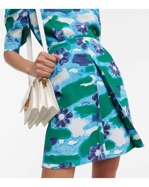 Marni Blue Printed Cady Miniskirt